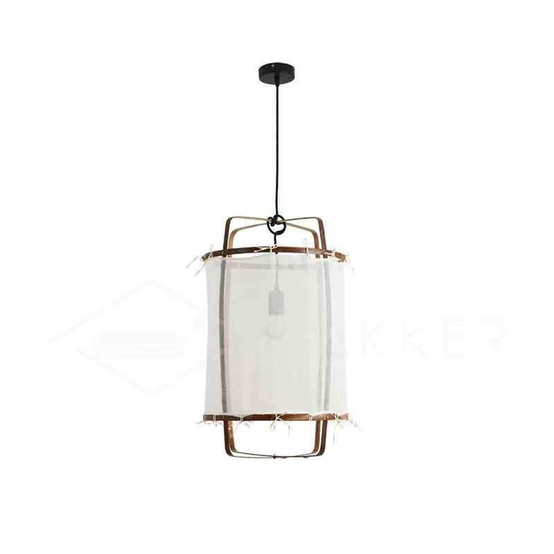 Pendant Light with Natural Fiber Shade-Lighting > Pendant Lights-casanuva-40cmx62cm-White gauze-casanuva