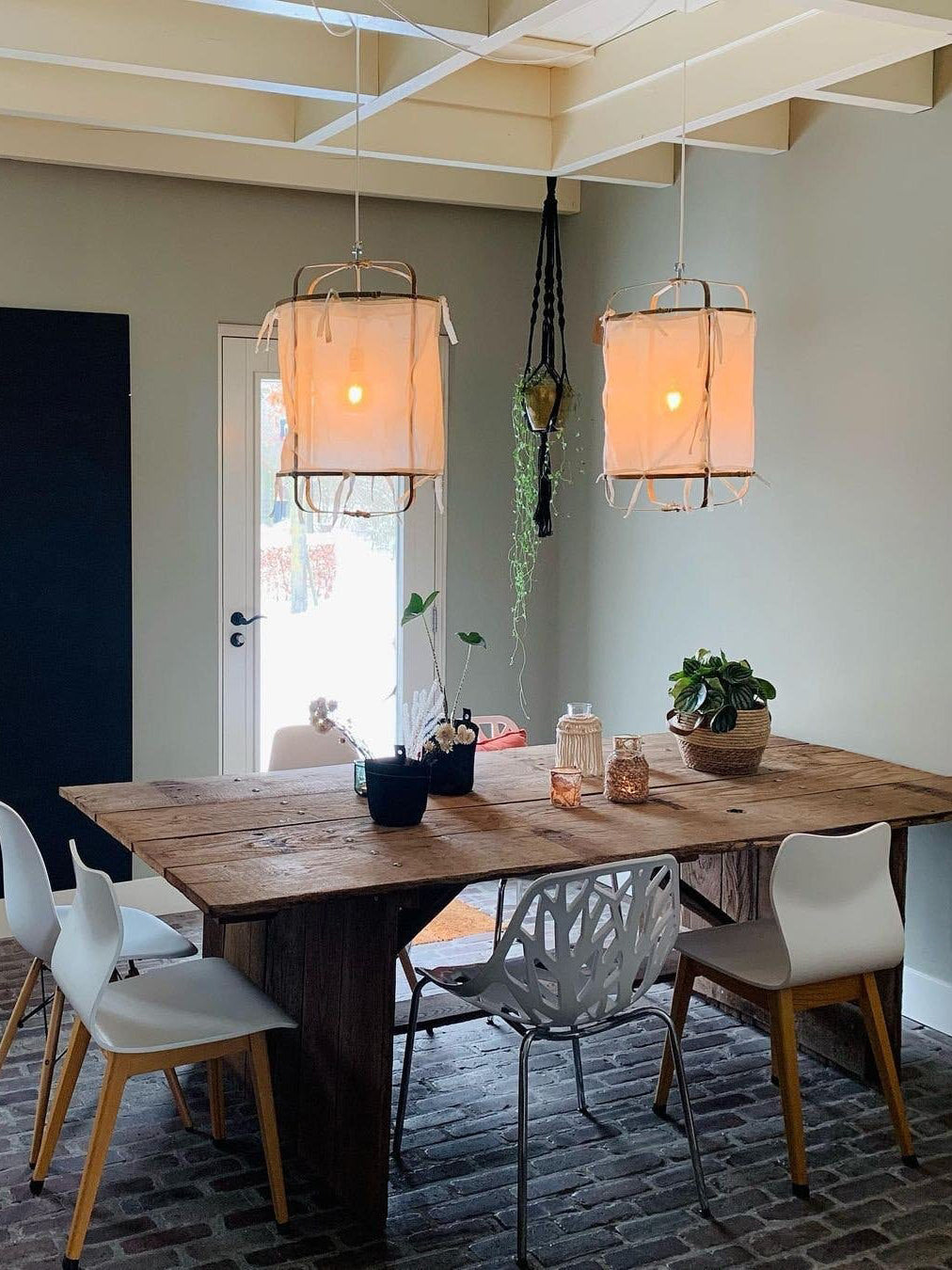 Pendant Light with Natural Fiber Shade-Lighting > Pendant Lights-casanuva-casanuva