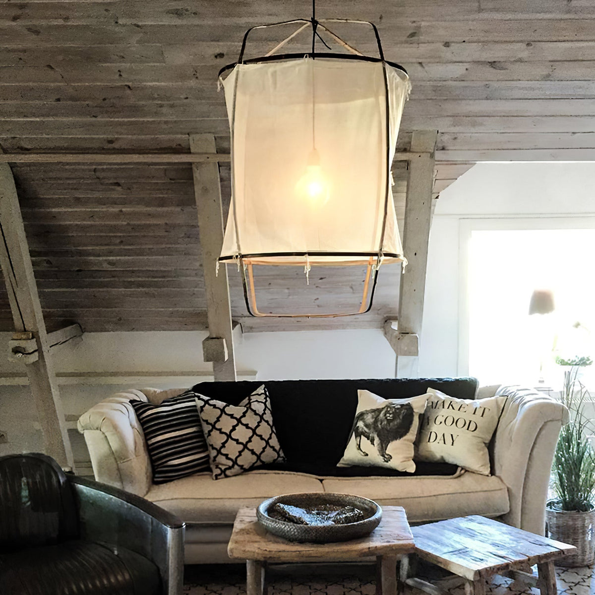 Pendant Light with Natural Fiber Shade-Lighting > Pendant Lights-casanuva-casanuva