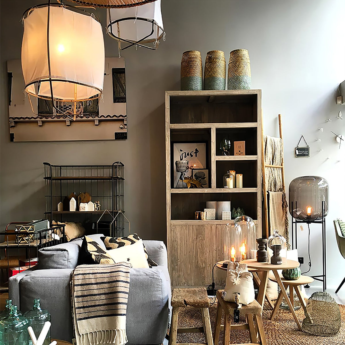 Pendant Light with Natural Fiber Shade-Lighting > Pendant Lights-casanuva-casanuva