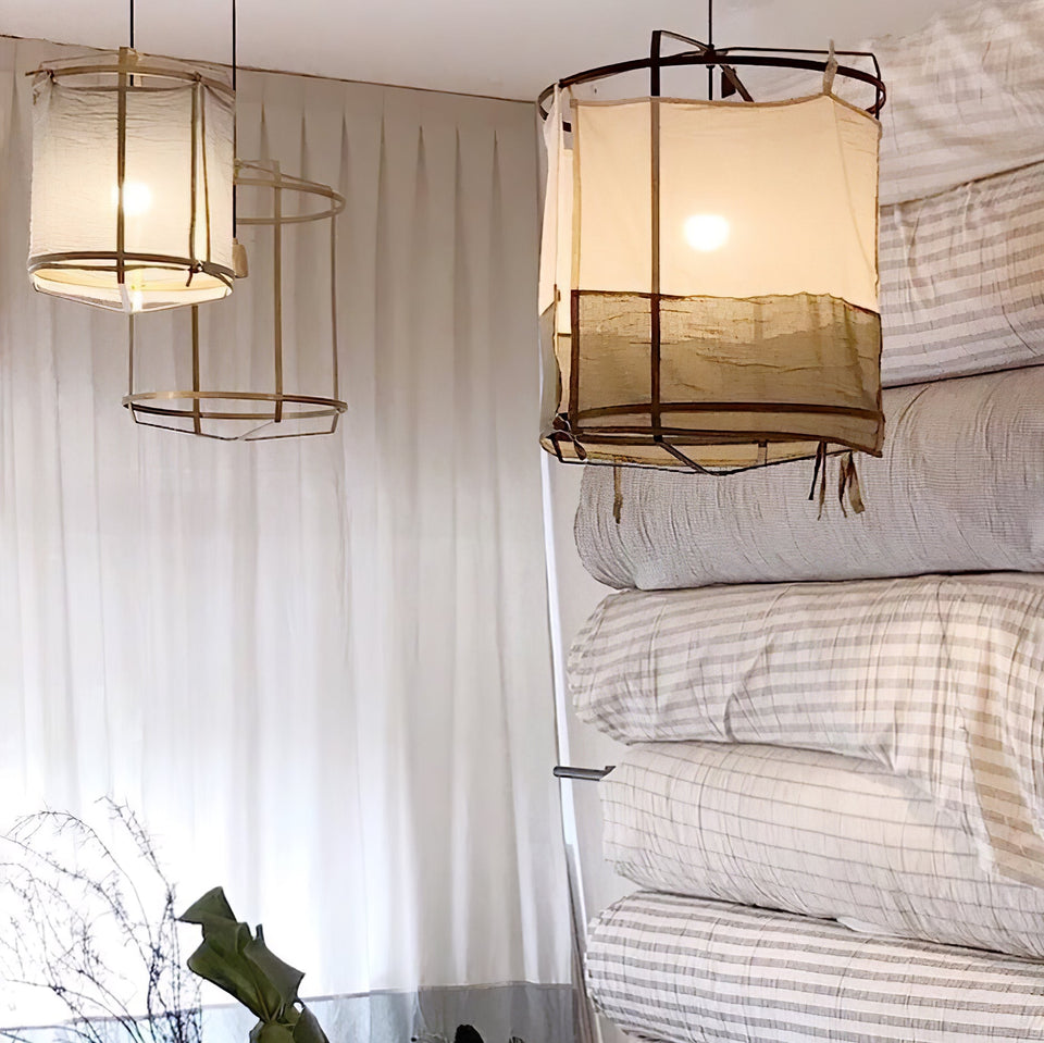 Pendant Light with Natural Fiber Shade-Lighting > Pendant Lights-casanuva-casanuva