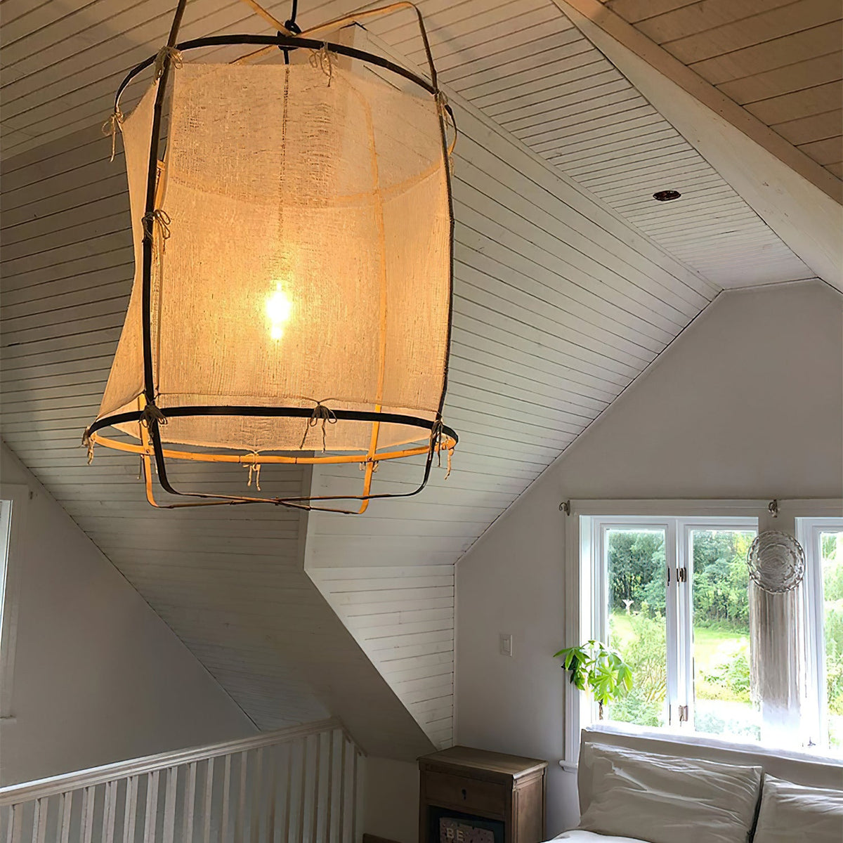 Pendant Light with Natural Fiber Shade-Lighting > Pendant Lights-casanuva-casanuva