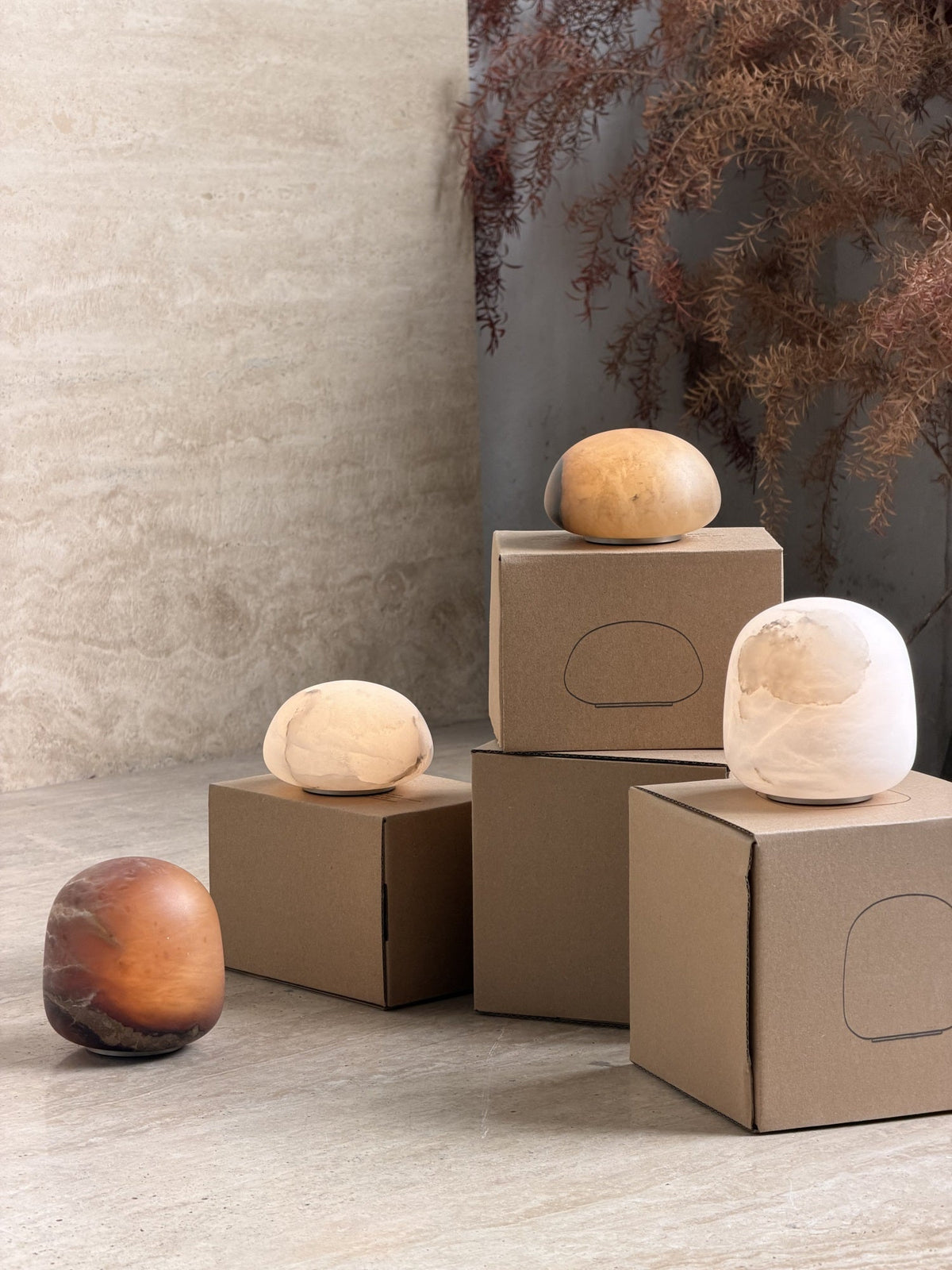 Petite Alabaster Portable Lamp with Built-in Battery-Lighting > Table Lamps-casanuva-casanuva