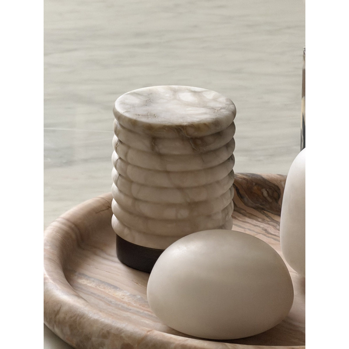 Petite Alabaster Portable Lamp with Built-in Battery-Lighting > Table Lamps-casanuva-casanuva