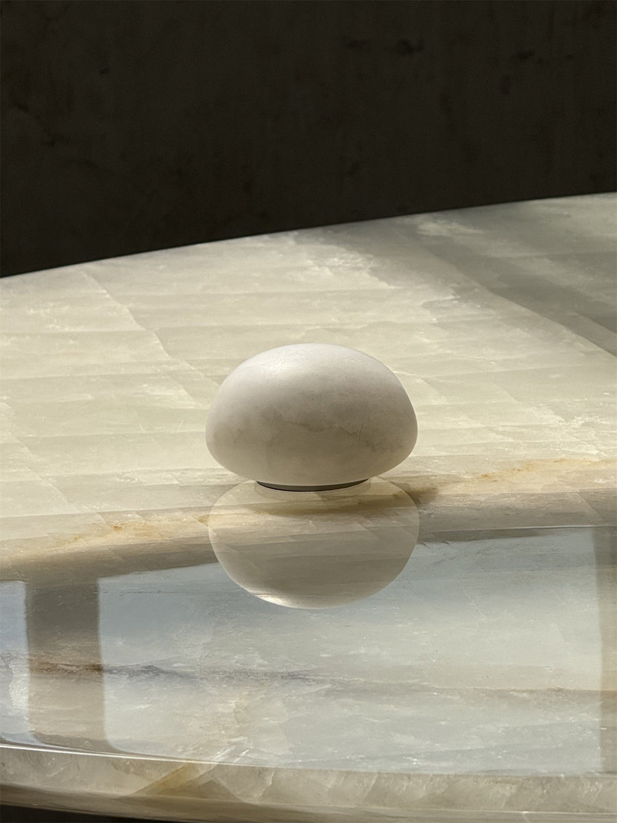 Petite Alabaster Portable Lamp with Built-in Battery-Lighting > Table Lamps-casanuva-casanuva
