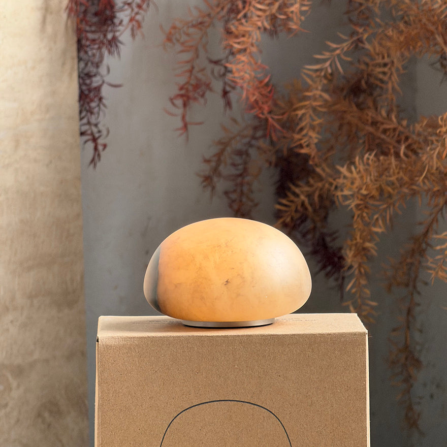 Petite Alabaster Portable Lamp with Built-in Battery-Lighting > Table Lamps-casanuva-9cmx6cm-Amber-Warm Dimming-casanuva