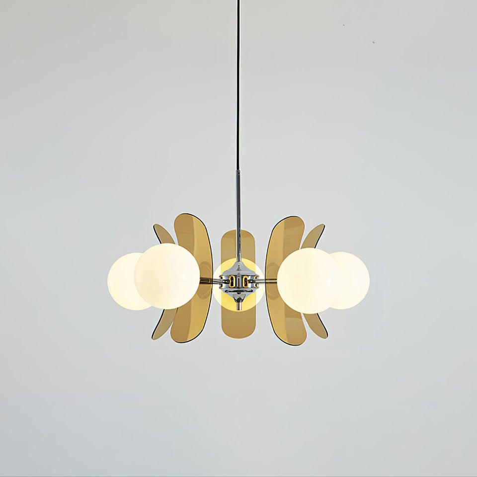 Phosphorescent Crystal Chandelier-Lighting > Chandeliers & Pendant Lights-casanuva-5 Heads 60cmx40cm-Brown & Chrome-casanuva