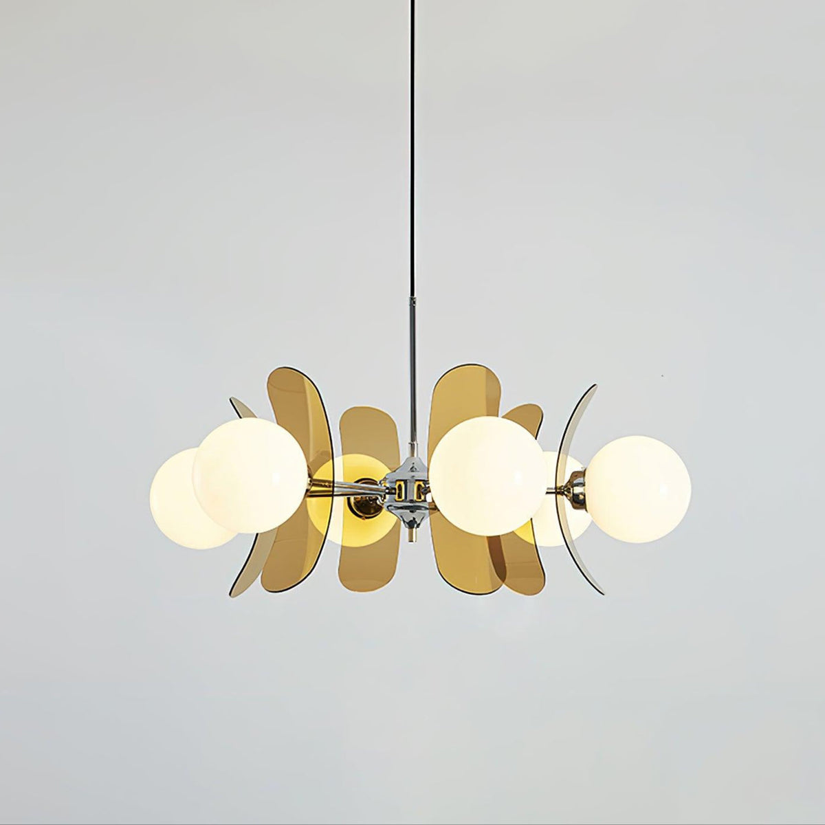Phosphorescent Crystal Chandelier-Lighting > Chandeliers & Pendant Lights-casanuva-6 Heads 72cmx40cm-Brown & Chrome-casanuva