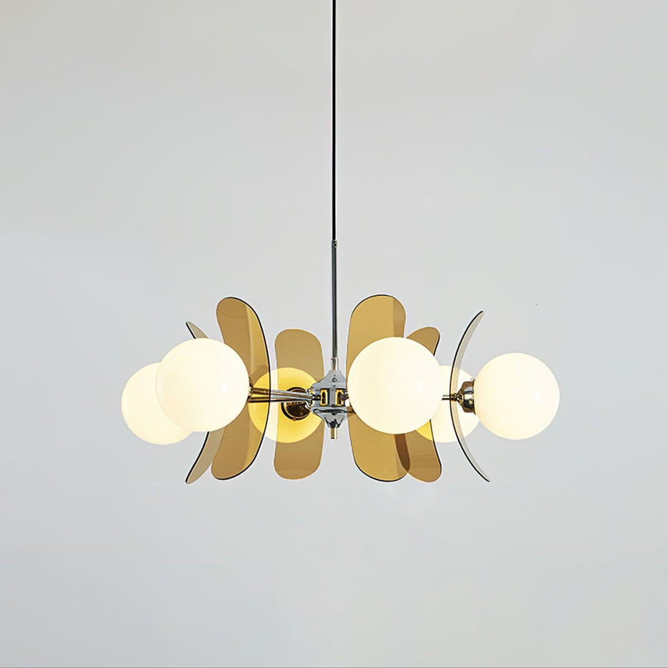 Phosphorescent Crystal Chandelier-Lighting > Chandeliers & Pendant Lights-casanuva-6 Heads 72cmx40cm-Brown & Chrome-casanuva