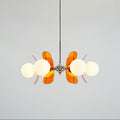 Phosphorescent Crystal Chandelier-Lighting > Chandeliers & Pendant Lights-casanuva-6 Heads 72cmx40cm-Orange & Chrome-casanuva