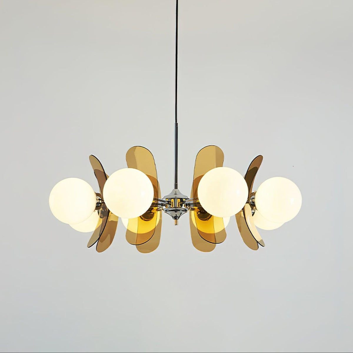 Phosphorescent Crystal Chandelier-Lighting > Chandeliers & Pendant Lights-casanuva-8 Heads 82cmx40cm-Brown & Chrome-casanuva