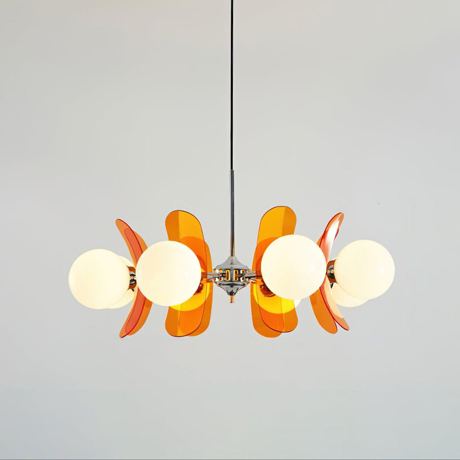 Phosphorescent Crystal Chandelier-Lighting > Chandeliers & Pendant Lights-casanuva-8 Heads 82cmx40cm-Orange & Chrome-casanuva
