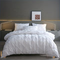 Pinch Pleat Duvet Cover Set Amore Luxury-Bedding & Bath > Bedding Sets-casanuva-Pearl White-Full-casanuva