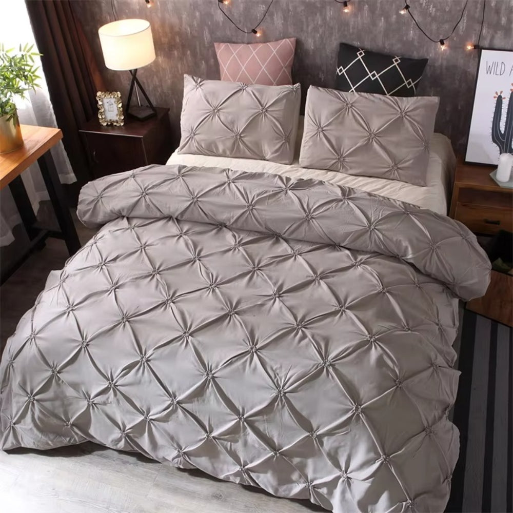 Pintuck Duvet Cover Set 3 Pieces-Bedding & Bath > Bedding Sets-casanuva-Onyx Charm-Twin-casanuva