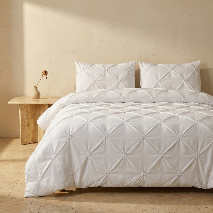 Pintuck Duvet Cover Set with Diamond Pattern-Bedding & Bath > Bedding Sets-casanuva-casanuva
