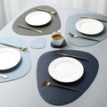 Placemats and Coasters Set in Irregular Shape Faux Leather Stylish Dining Accessories-Kitchen & Dining > Placemats-casanuva-casanuva