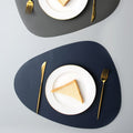 Placemats and Coasters Set in Irregular Shape Faux Leather Stylish Dining Accessories-Kitchen & Dining > Placemats-casanuva-casanuva