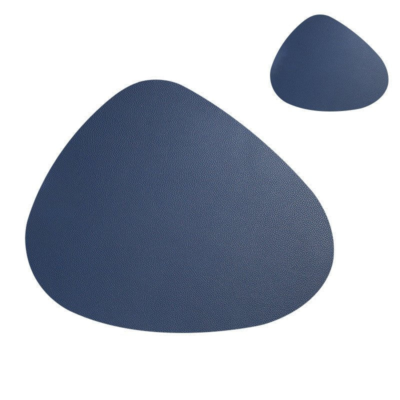 Placemats and Coasters Set in Irregular Shape Faux Leather Stylish Dining Accessories-Kitchen & Dining > Placemats-casanuva-Blue-casanuva