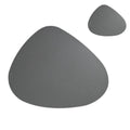 Placemats and Coasters Set in Irregular Shape Faux Leather Stylish Dining Accessories-Kitchen & Dining > Placemats-casanuva-Dark Gray-casanuva