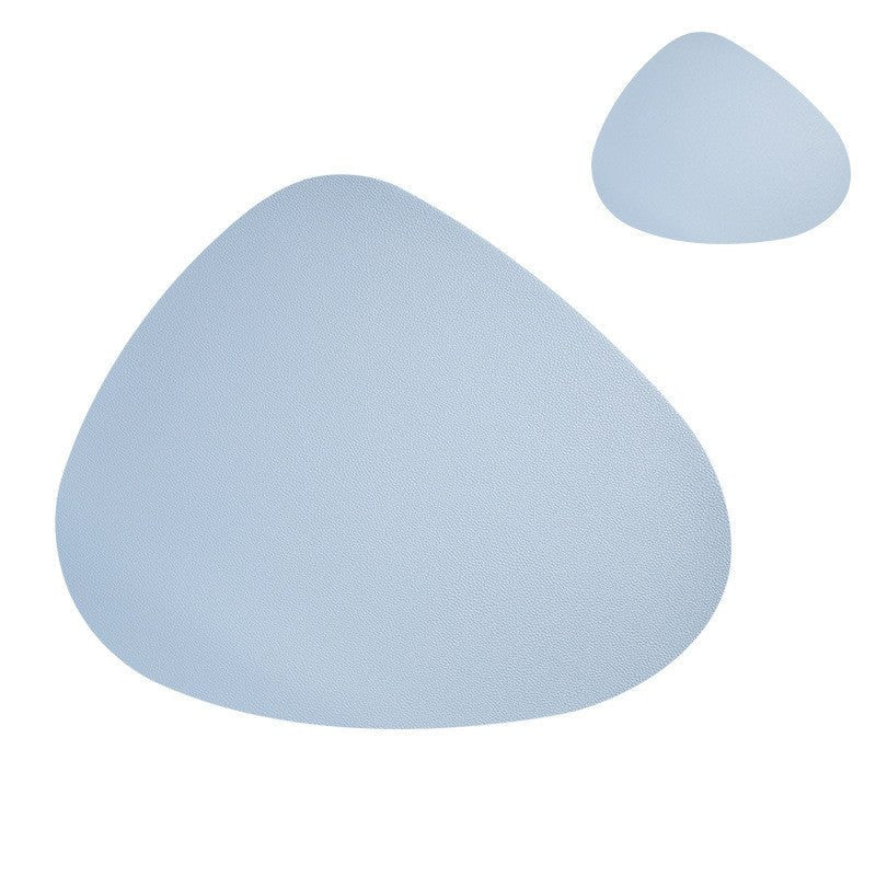 Placemats and Coasters Set in Irregular Shape Faux Leather Stylish Dining Accessories-Kitchen & Dining > Placemats-casanuva-Light Blue-casanuva