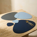 Placemats and Coasters Set in Irregular Shape Faux Leather Stylish Dining Accessories-Kitchen & Dining > Placemats-casanuva-casanuva