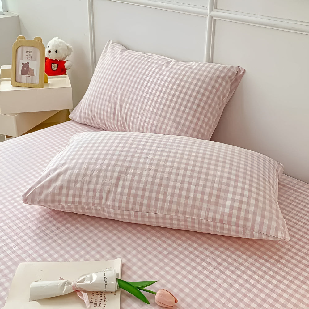 Plaid Checkered Pillowcases Soft Cotton Set-Bedding & Bath > Pillowcases-casanuva-casanuva