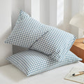 Plaid Checkered Pillowcases Soft Cotton Set-Bedding & Bath > Pillowcases-casanuva-Azure Checkered-casanuva
