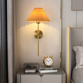 Pleated Fabric Shade Wall Sconce Lamp with Straight Arm 1-Light-Lighting > Wall Lights-casanuva-casanuva
