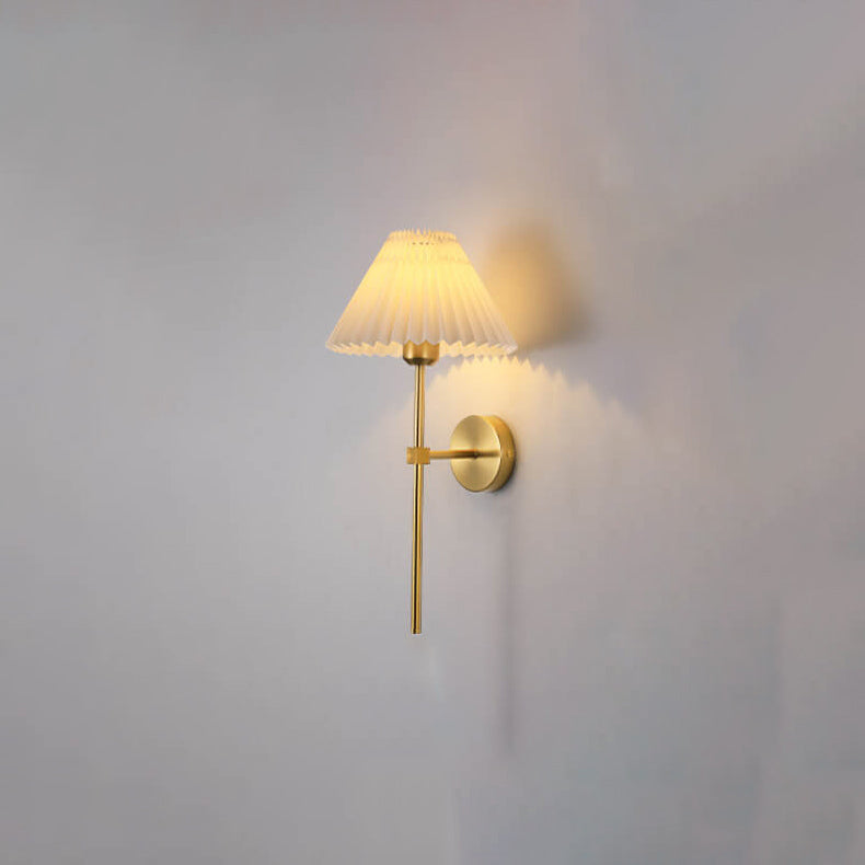 Pleated Fabric Shade Wall Sconce Lamp with Straight Arm 1-Light-Lighting > Wall Lights-casanuva-White-110V-120V-casanuva