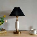 Pleated Shade Column Base Table Lamp 1-Light Retro Design-Lighting > Table Lamps-casanuva-110V-120V-Black Pleated + White-casanuva