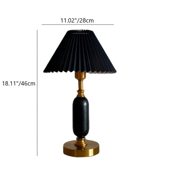 Pleated Shade Column Base Table Lamp 1-Light Retro Design-Lighting > Table Lamps-casanuva-casanuva