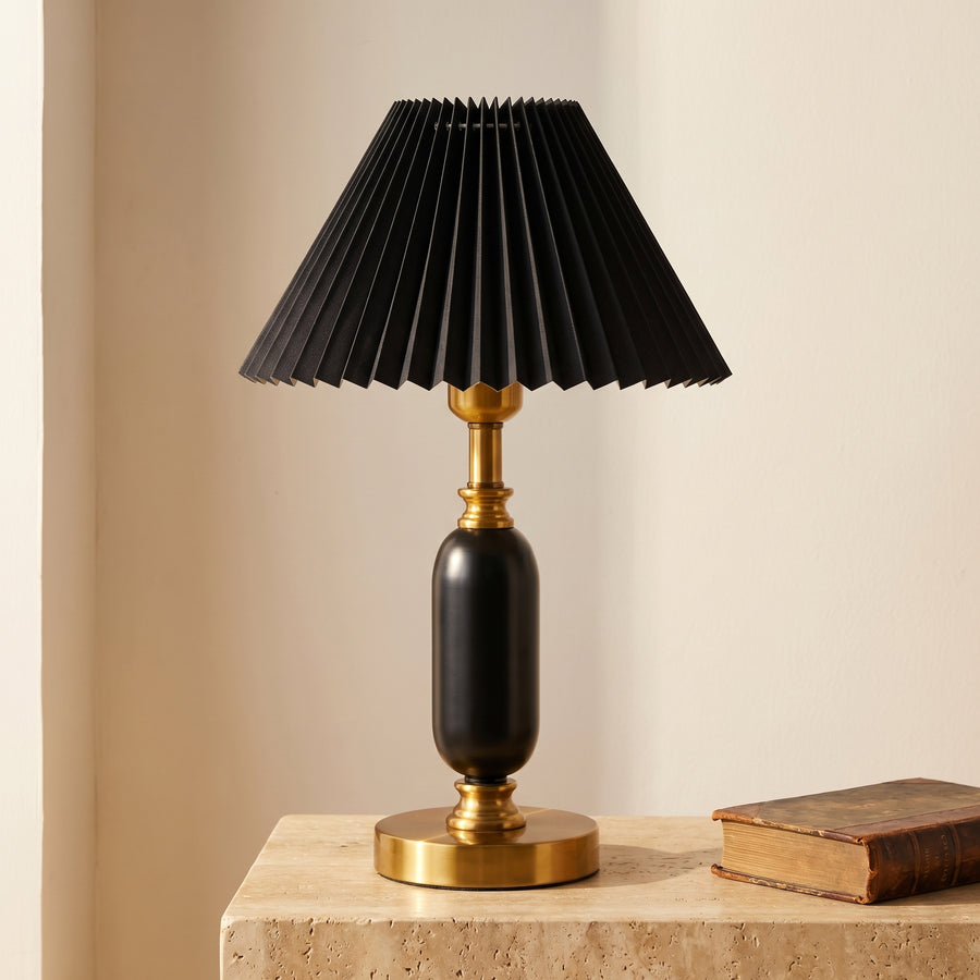 Pleated Shade Column Base Table Lamp 1-Light Retro Design-Lighting > Table Lamps-casanuva-casanuva