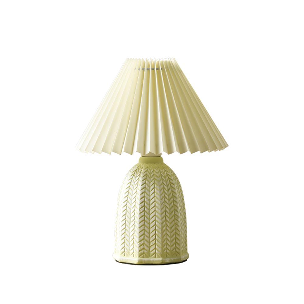 Pleated Vintage Table Lamp-Lighting > Table Lamps-casanuva-24cmx36.5cm-Light green+Beige-US Plug-casanuva