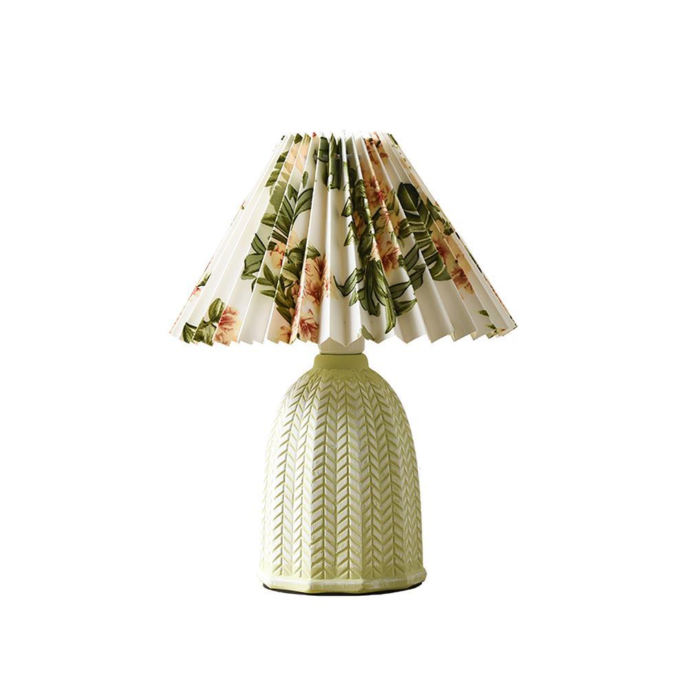 Pleated Vintage Table Lamp-Lighting > Table Lamps-casanuva-24cmx36.5cm-Light green+White-US Plug-casanuva