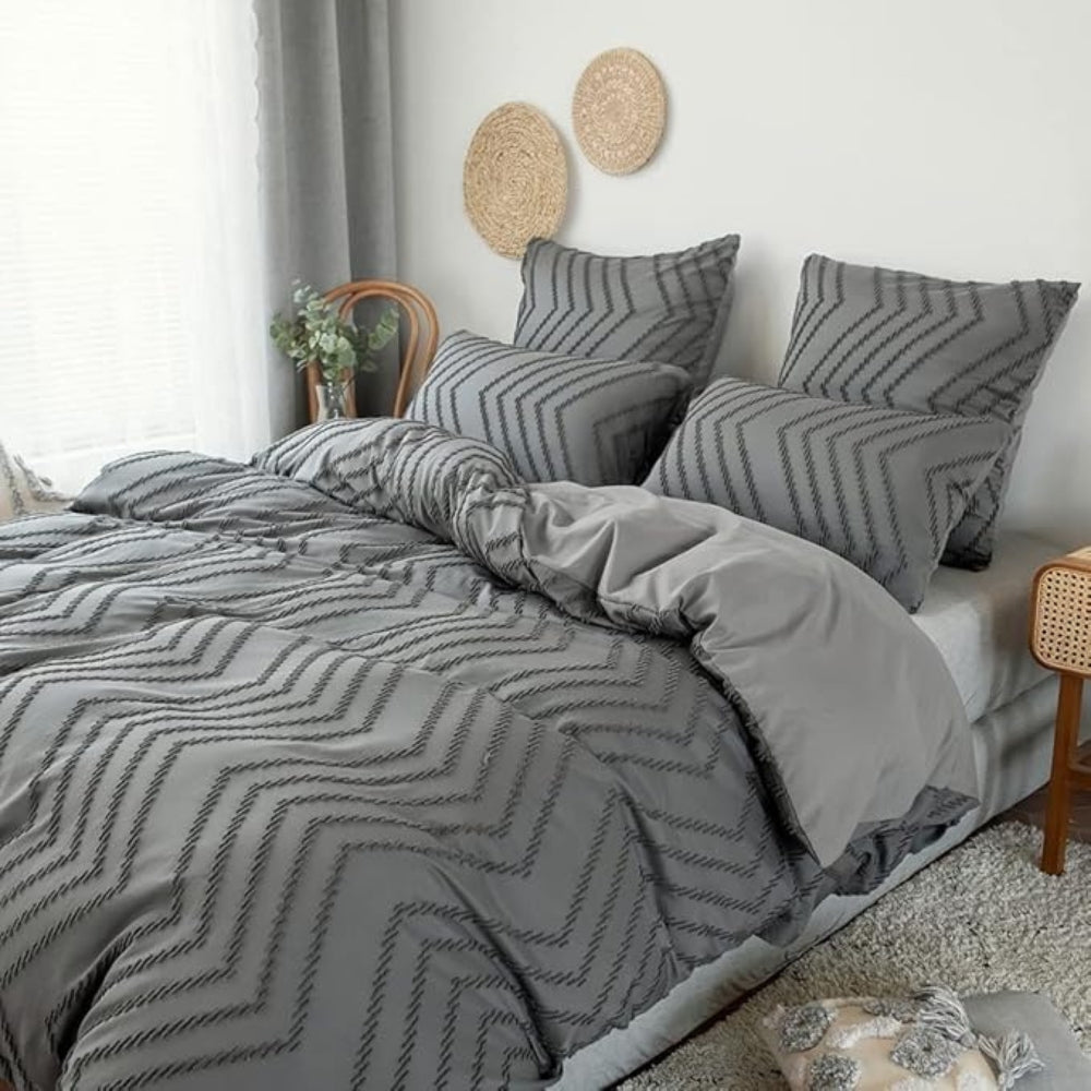 Plush Chevron Quilt Cover Set 3 Pieces-Bedding & Bath > Bedding Sets-casanuva-casanuva