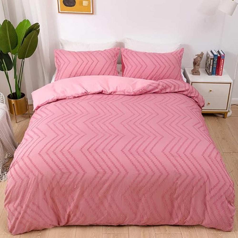 Plush Chevron Quilt Cover Set 3 Pieces-Bedding & Bath > Bedding Sets-casanuva-Pink-Twin-casanuva