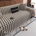Plush Houndstooth Sofa Cover-Covers & Textiles > Sofa Covers-casanuva-Beige-71"x51"-casanuva