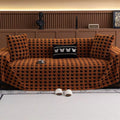 Plush Houndstooth Sofa Cover-Covers & Textiles > Sofa Covers-casanuva-Brown-71"x51"-casanuva