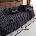 Plush Houndstooth Sofa Cover-Covers & Textiles > Sofa Covers-casanuva-Dark Gray-71"x51"-casanuva
