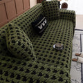 Plush Houndstooth Sofa Cover-Covers & Textiles > Sofa Covers-casanuva-Green-71"x51"-casanuva