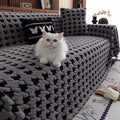 Plush Houndstooth Sofa Cover-Covers & Textiles > Sofa Covers-casanuva-Light Gray-71"x51"-casanuva