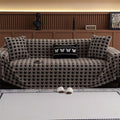 Plush Houndstooth Sofa Cover-Covers & Textiles > Sofa Covers-casanuva-Taupe-71"x51"-casanuva