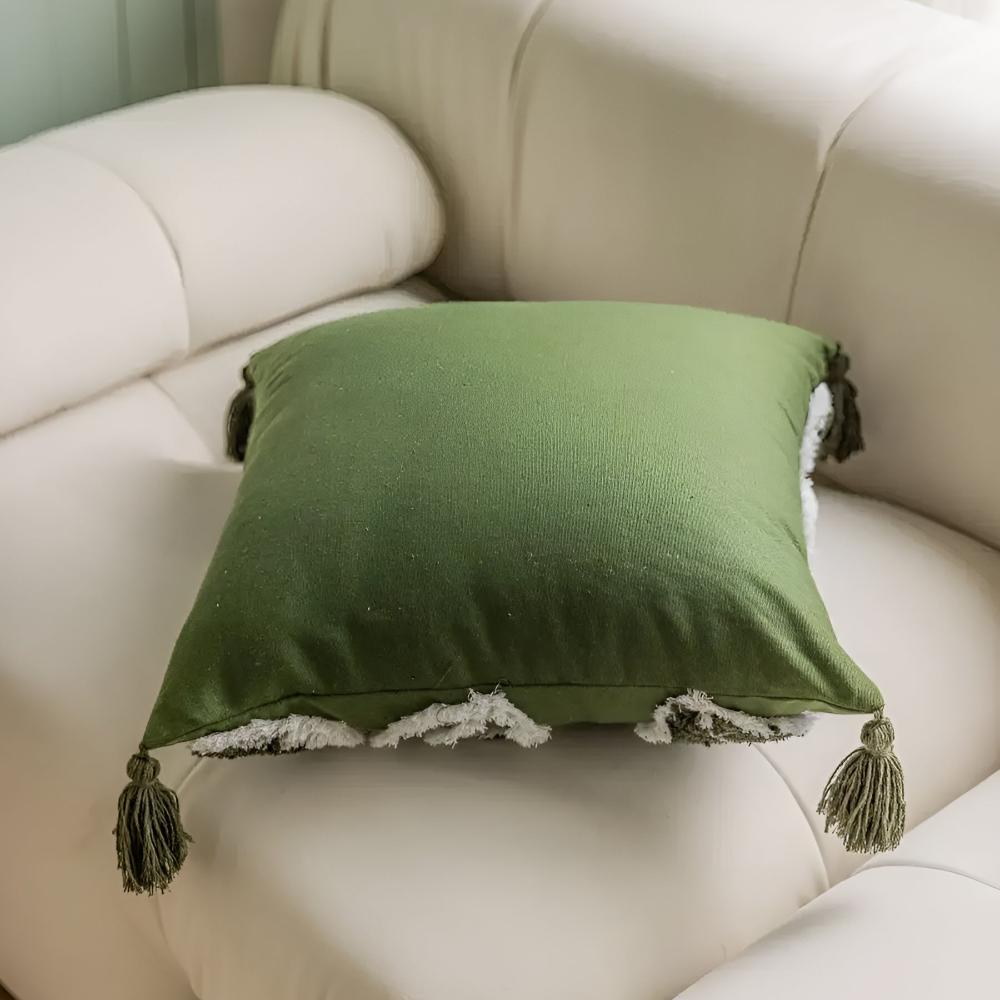 Plush Leaf Cushion Cover with Tassel-Covers & Textiles > Cushion Covers-casanuva-casanuva