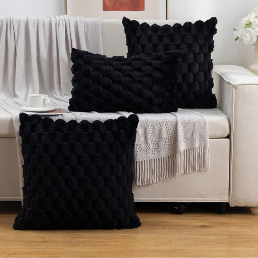 Plush Marshmallow Cushion Cover Soft Decorative Pillowcase-Covers & Textiles > Cushion Covers-casanuva-Black-18"x18"-casanuva
