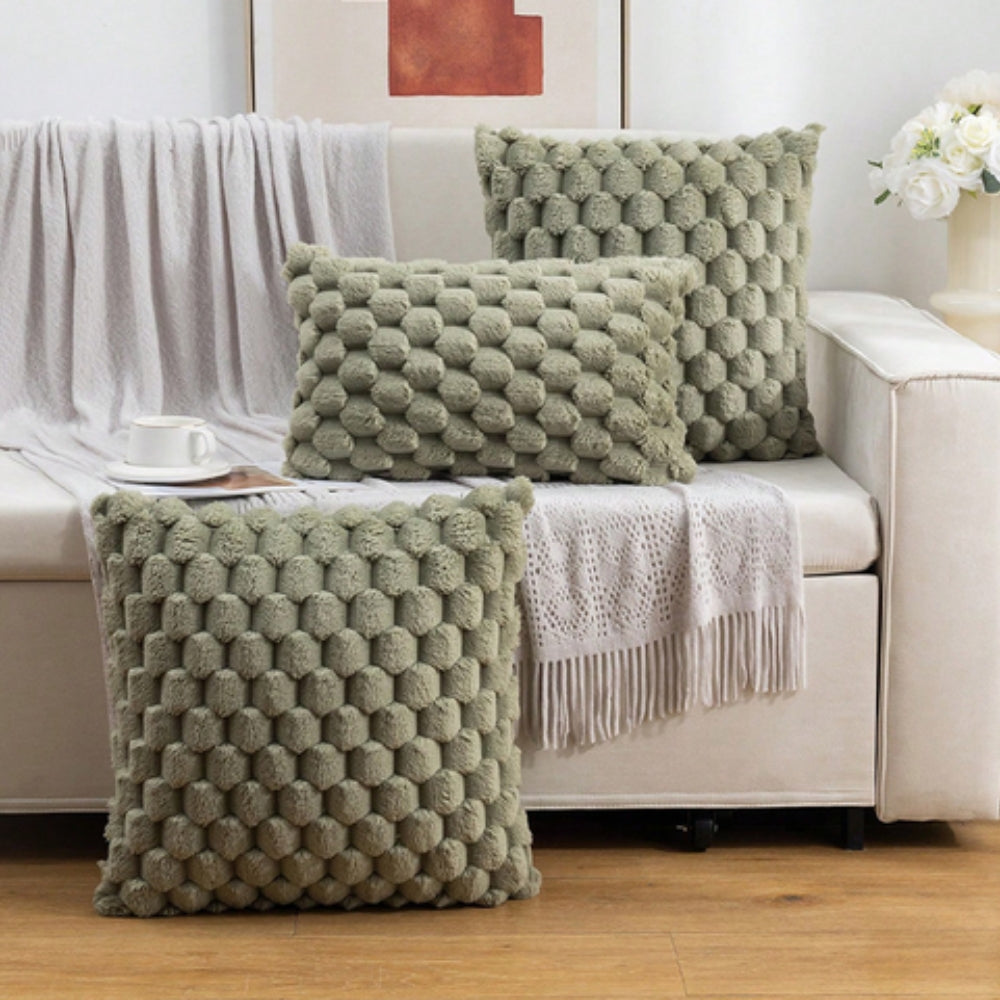 Plush Marshmallow Cushion Cover Soft Decorative Pillowcase-Covers & Textiles > Cushion Covers-casanuva-Green-18"x18"-casanuva