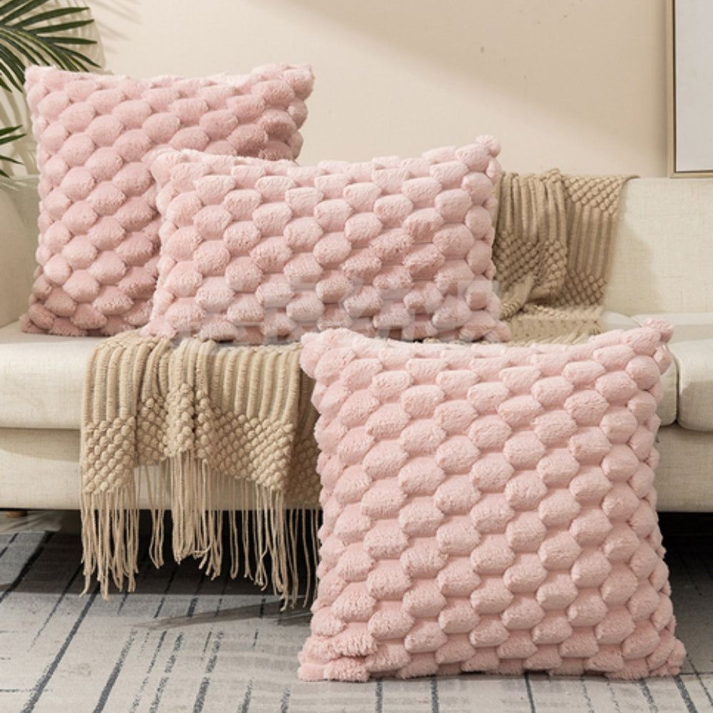 Plush Marshmallow Cushion Cover Soft Decorative Pillowcase-Covers & Textiles > Cushion Covers-casanuva-Pink-18"x18"-casanuva