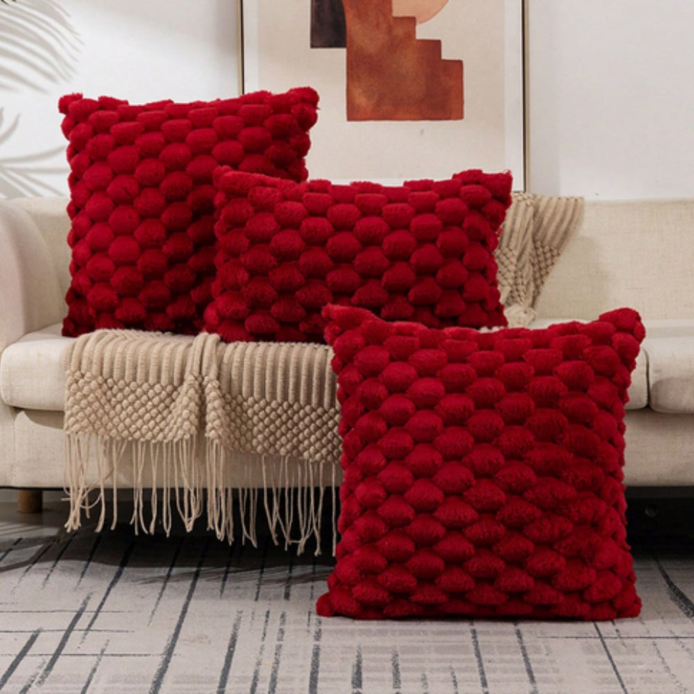 Plush Marshmallow Cushion Cover Soft Decorative Pillowcase-Covers & Textiles > Cushion Covers-casanuva-Red-18"x18"-casanuva