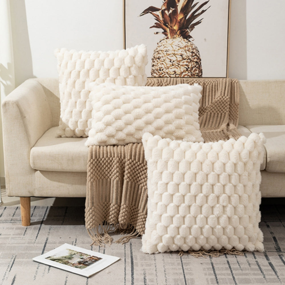 Plush Marshmallow Cushion Cover Soft Decorative Pillowcase-Covers & Textiles > Cushion Covers-casanuva-White-18"x18"-casanuva