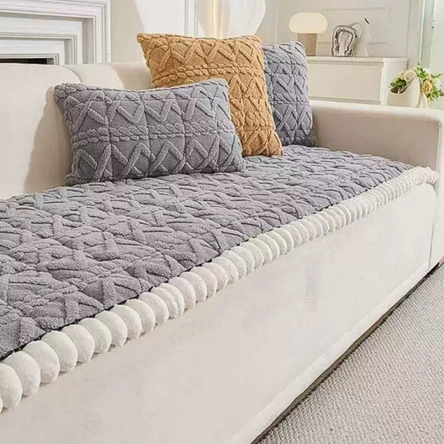 Plush Sherpa Sofa Cover-Covers & Textiles > Sofa Covers-casanuva-Cloud Gray-27.6"x59"-casanuva