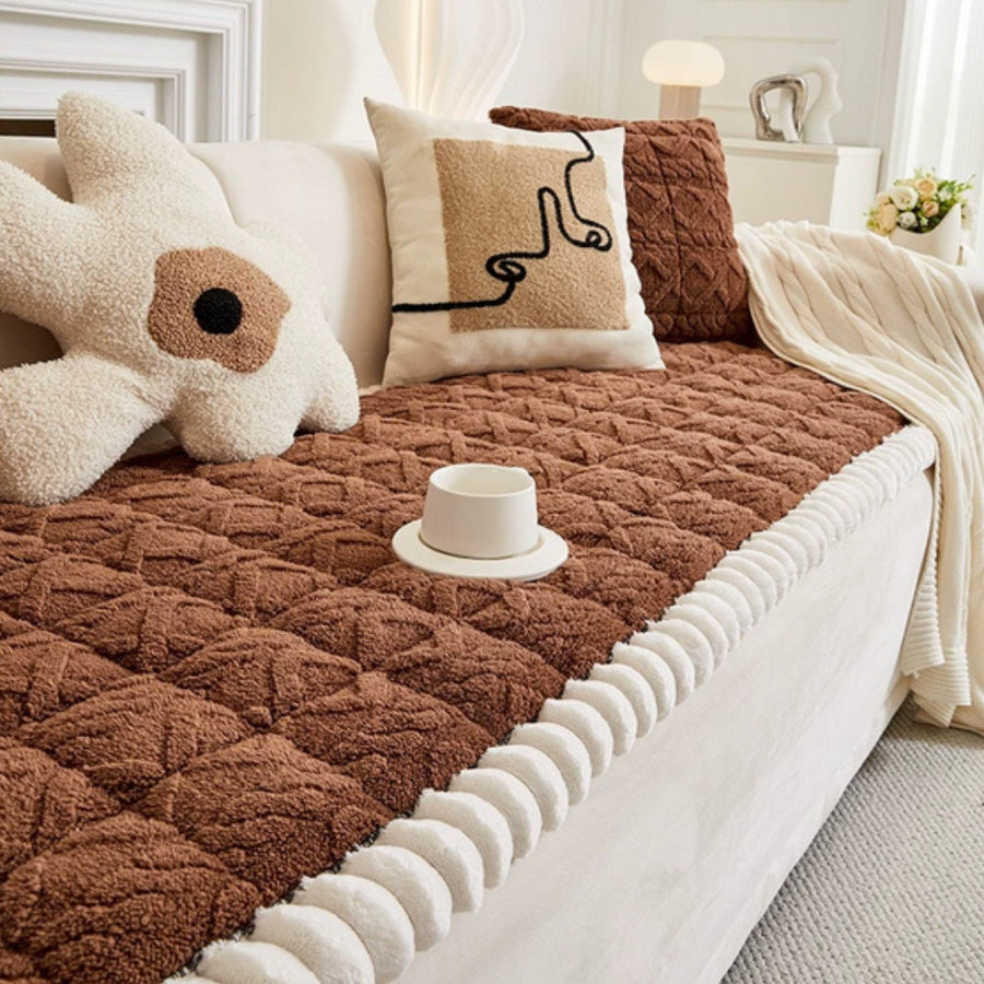 Plush Sherpa Sofa Cover-Covers & Textiles > Sofa Covers-casanuva-Mocha Brown-27.6"x59"-casanuva